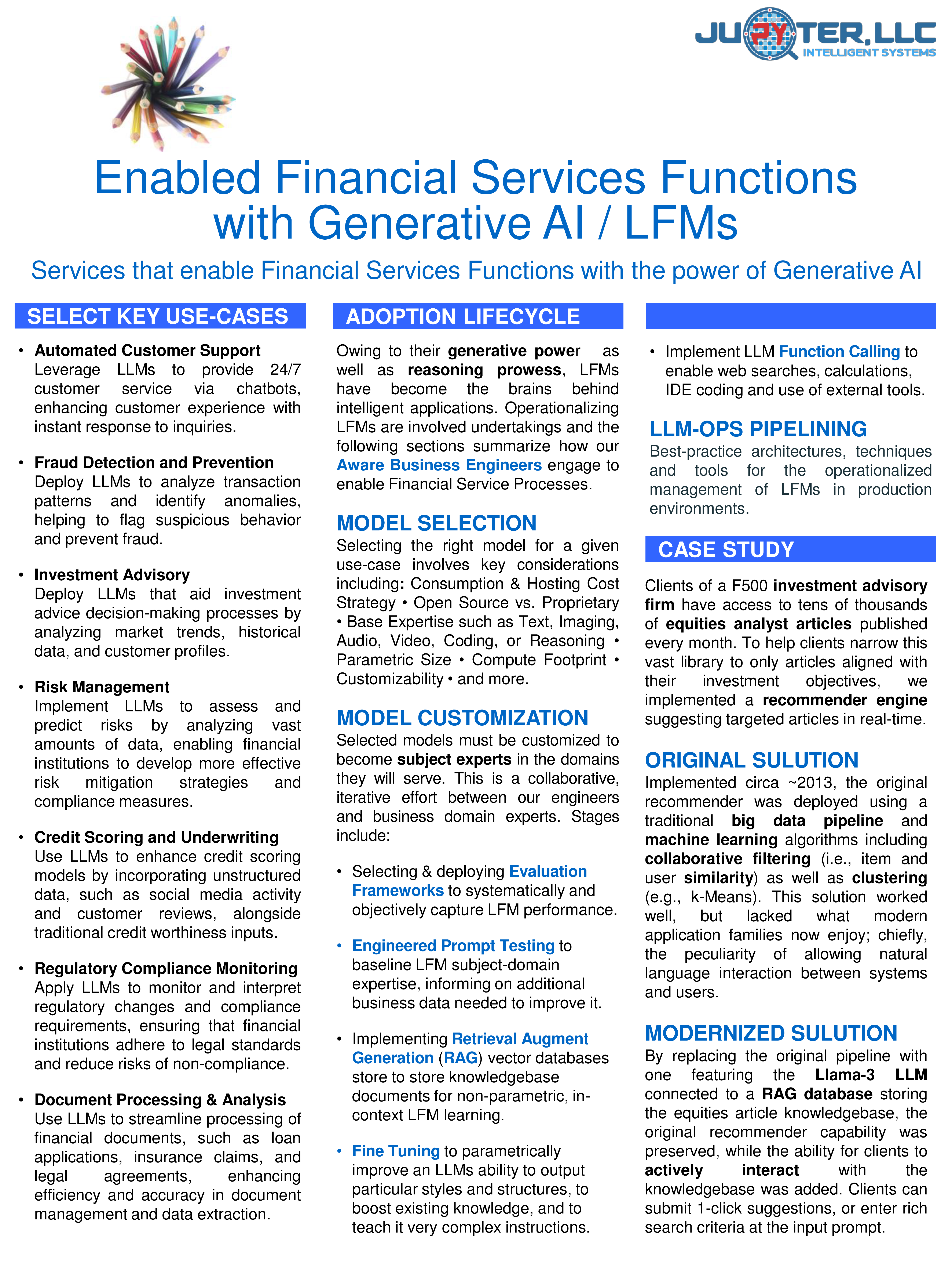 GENERATIVE AI / LFMs for FINANCIAL SERVICES FUNCTIONS